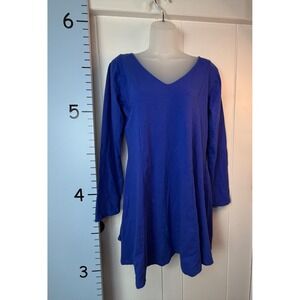 Chamllymers Jersey Knit Stretch Blue V-Neck Tunic Large